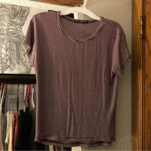 brandy melville burgundy striped short sleeve top
